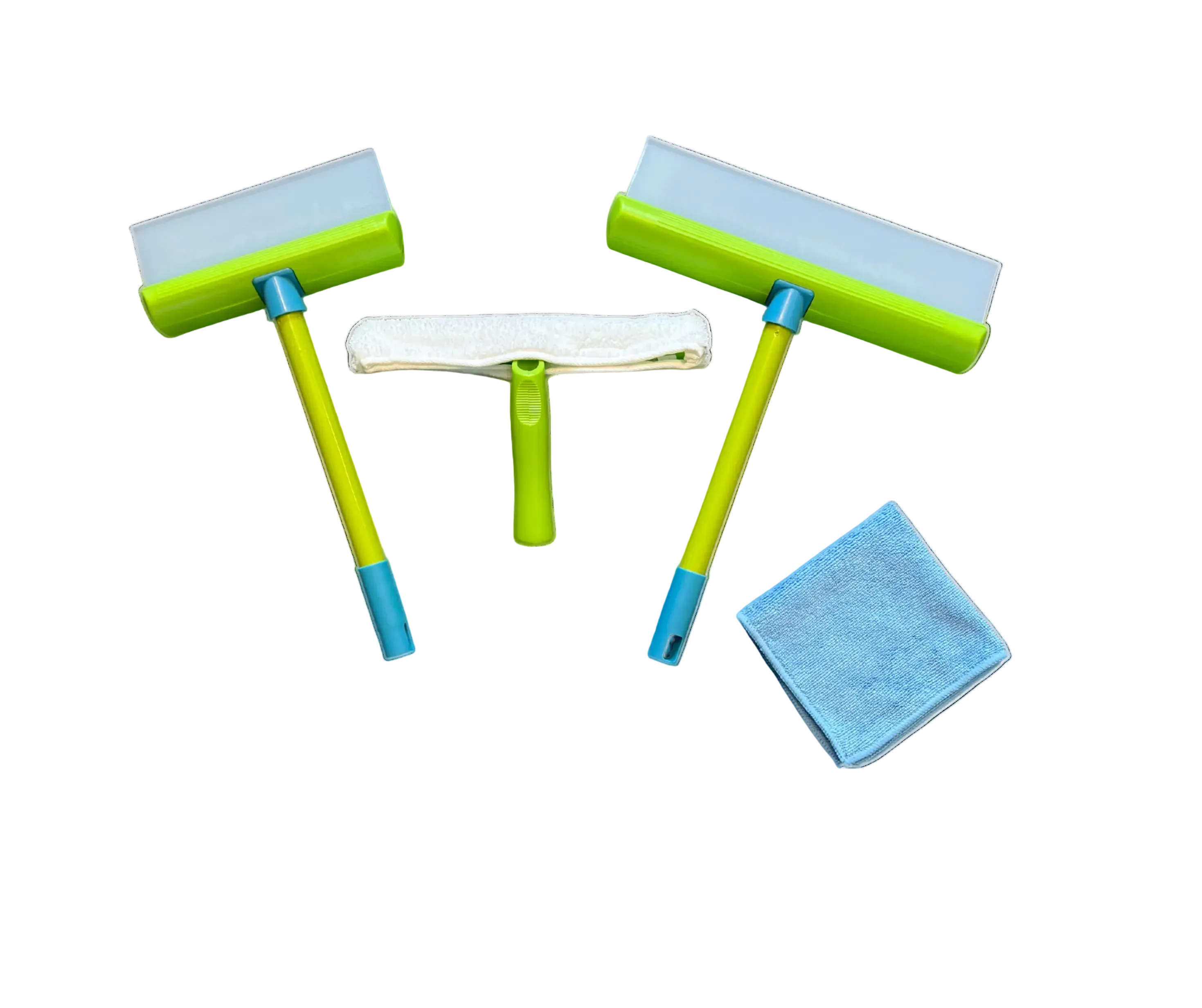 LOT DE 2 RACLETTES SILICONE AVEC MOUILLEUR + MANCHE TELESCOPIQUE